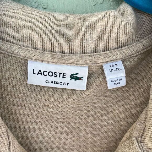Lacoste Men's Classic Fit Polo Shirt Beige 4XL Short Sleeve Casual - Picture 6 of 10